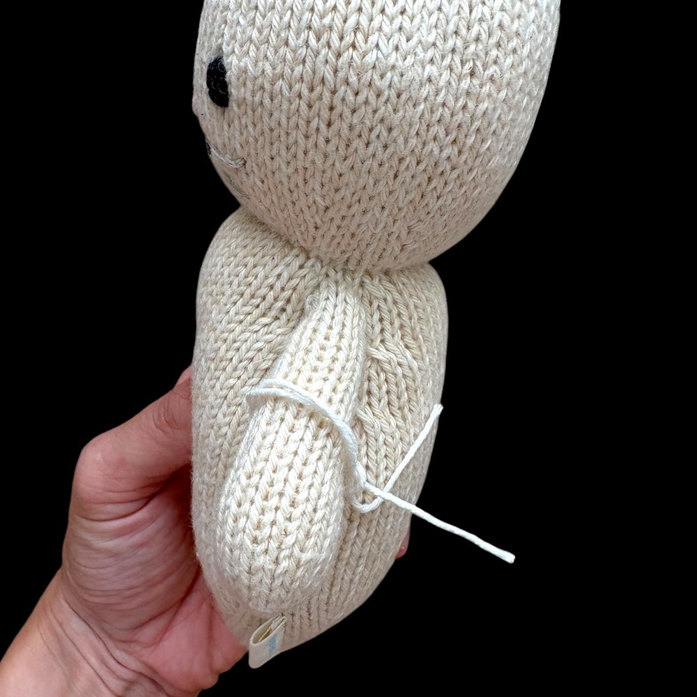 Cuddle + Kind Baby Rabbit Oatmeal Bunny Hand Knit Stuffed Animal Cream Plush Toy - Picture 5 of 7